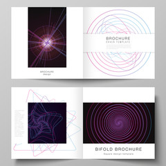 Vector layout of two covers templates for square design bifold brochure, magazine, flyer, booklet. Random chaotic lines that creat real shapes. Chaos pattern, abstract texture. Order vs chaos concept.