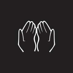 praying hand symbol gesture vector