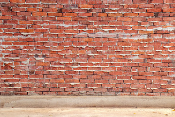 unfinished red brick wall background , house under construction