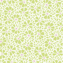 White green vector repeat pattern with abstract flower. Perefct for spring and summer events. Surface pattern design.