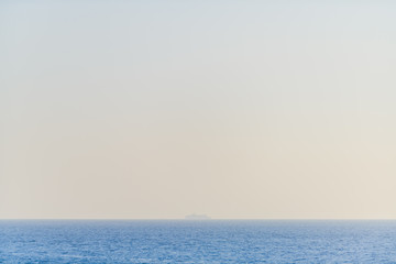 Fototapeta premium Ocean, sky and lonely ship. Creative sketches. Tenerife. Canary Islands..Spain