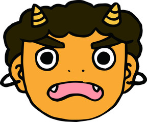 Cute yellow demon's face