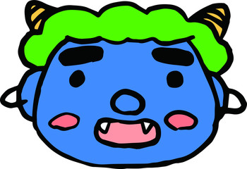 Cute blue demon's face