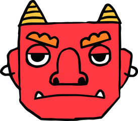 Cute red demon's face outline