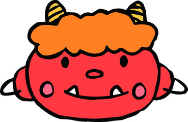 Cute red demon's face outline