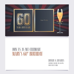 60 years anniversary invitation vector illustration. Graphic design template