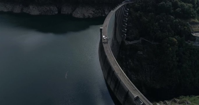 Turn around Contra dam - Aerial 4K