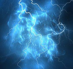 A bright lightning in the dark sky. Vector image