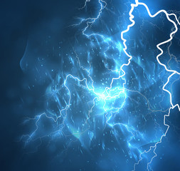 A bright lightning in the dark sky. Vector image