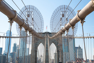 Naklejka premium Detail of brooklyn bridge in new york