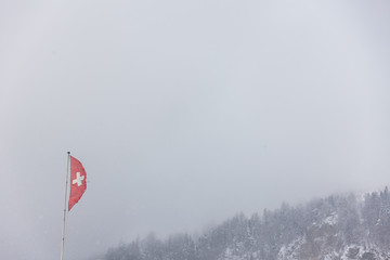 Swiss Winter street snow Flag