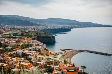 Coast of Piano di Sorrento. Italy.Panoramic view of Sorrento town, the Amalfi Coast, Naples...