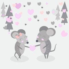 mouse in love- vector illustration, eps