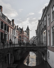 Naklejka premium Canal houses in Utrecht city, the Netherlands