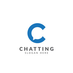 Chat logo vector design template with letter C and chat bubble, negative space logo