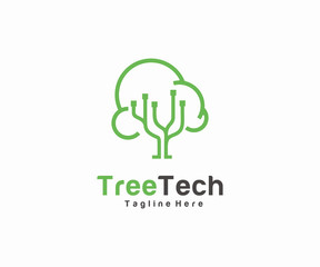 Nature tech logo design concept. Technology logo template