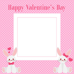 Valentine's Day background with cute rabbits couple.