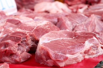 fresh pork meat in market