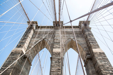 Detail of brooklyn bridge in new york