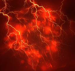 A bright lightning in the dark sky. Vector image