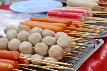 grilled meatball at street food