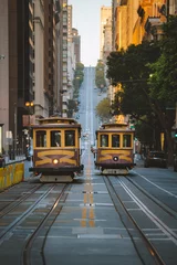 Papier Peint photo autocollant San Francisco Téléphériques de San Francisco sur California Street, California, USA