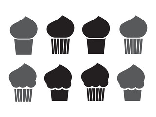 Cupcake vector icons. Dessert baking signs. Cupcake sign