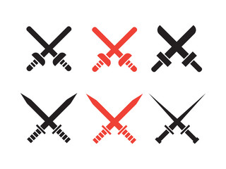 Sword vector icons. Crossed swords pictograms set