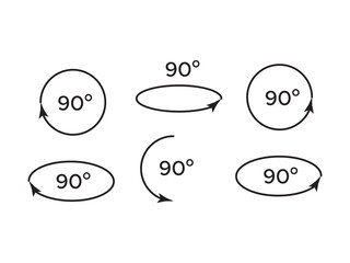 Set of rotate 45, 90, 180 and 360 icons. Rotation degree 180
