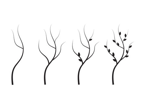 Tree branches silhouette. Set of branch tree vector illustration © 3dwithlove