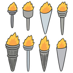 vector set of fire torch