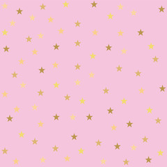 seamless background of gold colored stars on  pink