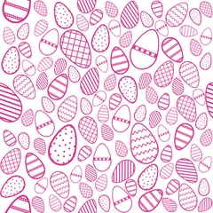 Meubelstickers seamless background of decorated pink easter eggs on white © seramoje