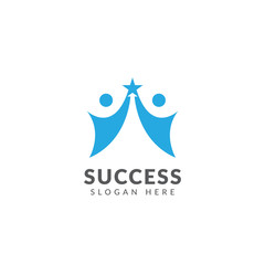 Obraz premium Success logo or icon vector design template with people and arrow, negative space logo