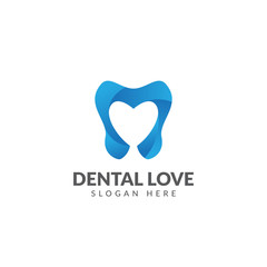 Dental love logo design vector template, negative space logo