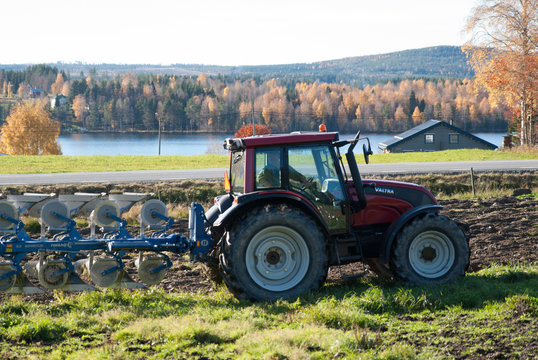Tractor plowing