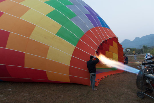 Hot air balloon flying in Laos