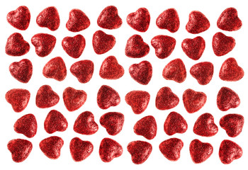 
Many red glitter hearts valentines day background