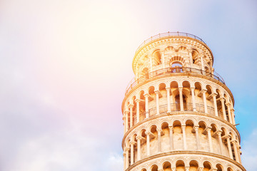 Leaning Tower sunny day in Pisa, Italy.