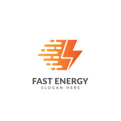 Fast energy logo or icon vector design template with lightning and speed symbol
