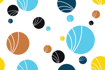 Seamless abstract background made with colorful circle shapes. Modern, cheerful vector art.