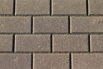 Gray brick pavement background  top view