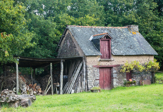 Rustic old barn made from stone  in Brittany France