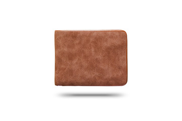 brown leather wallet on isolated white background with clipping path. wealth, saving, money, finance and investment concept.