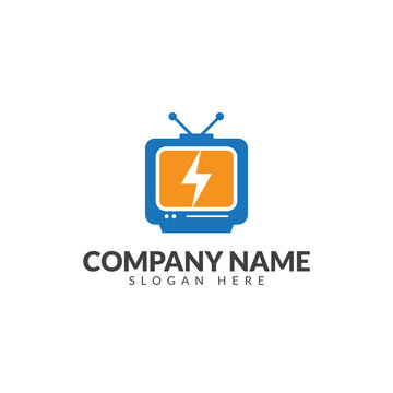 TV flash logo vector design template