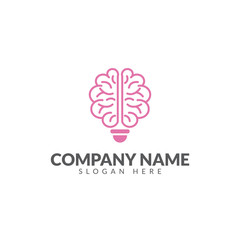 Smart logo vector design template, light bulb and brain organs logo or icon