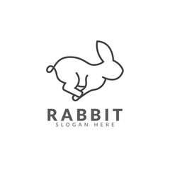 Rabbit line logo vector design template