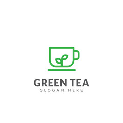 Green tea green coffee natural herb organic health logo or icon design template