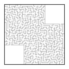 Difficult large square maze. Game for kids and adults. Puzzle for children. Labyrinth conundrum. Flat vector illustration isolated on white background.