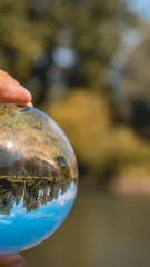 Smartphone HD wallpaper of crystal ball landscape shot at the isar mouth - Plattling - Bavaria -...